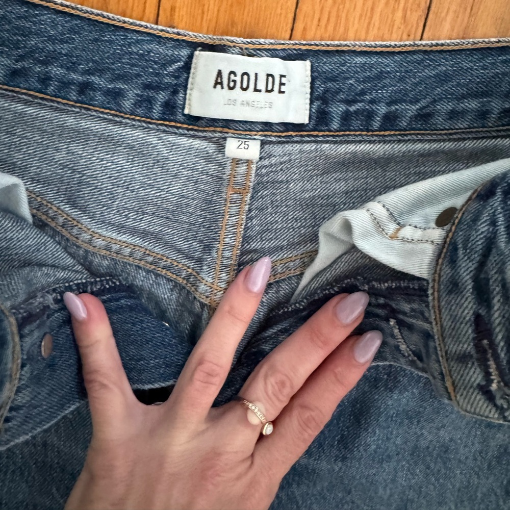 Agolde Riley High Rise Straight Jeans Medium Wash Size 25 - Picture 4 of 6